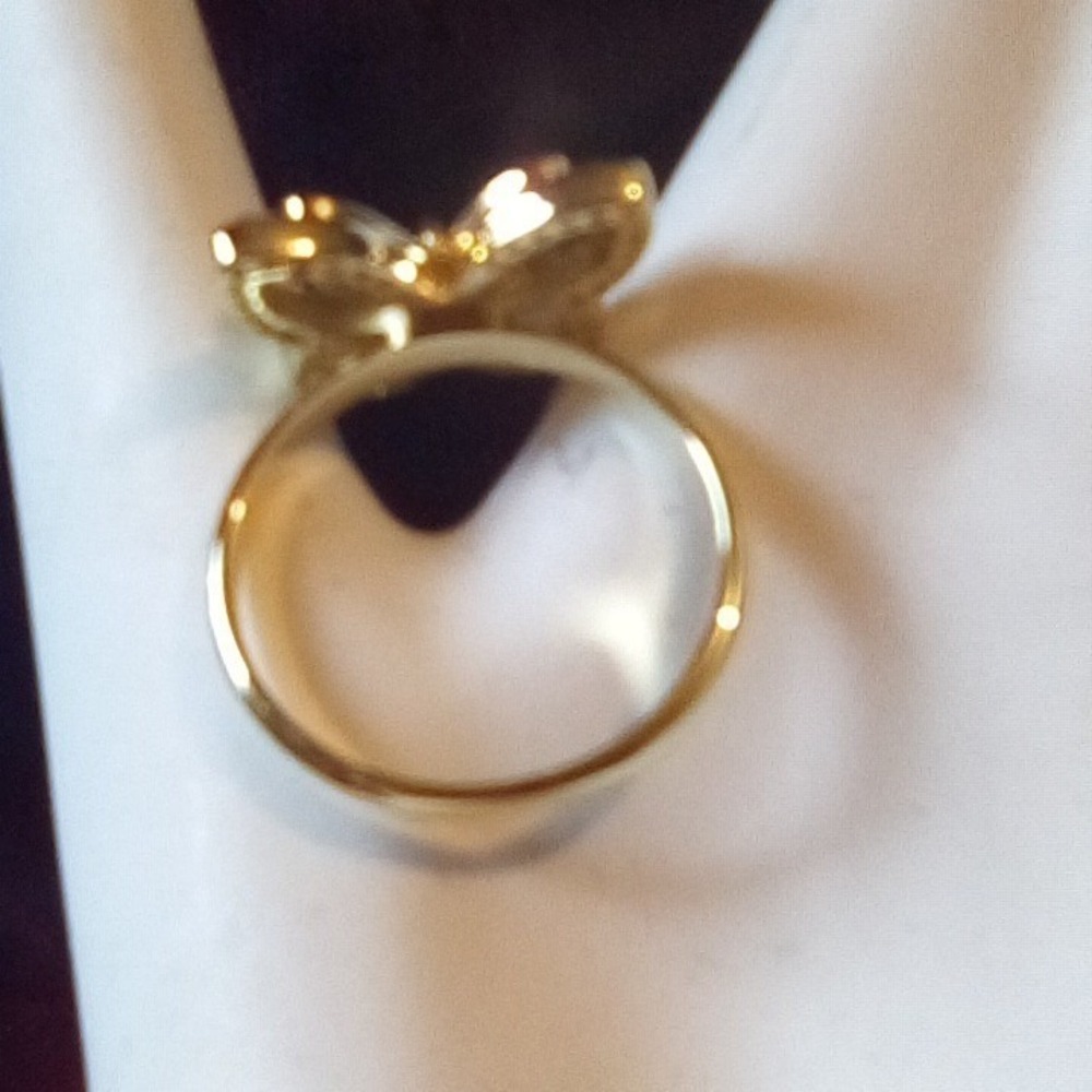 Charter Club Gold Plated Cubic Zirconia Mother of Pearl Mini Butterfly Ring  (5) - Picture 4 of 10